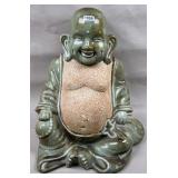 Celadon Laughing Buddha Glazed 12' Statue