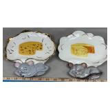 (2) Ceramic Mouse Dreaming of Cheese Trays
