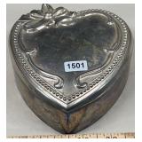 Silver Plate Heart Shaped Trinket Box
