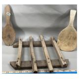 Wood Canner Rack & (2) Butter Paddles