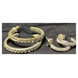 (2)pr Rhinestone Hoop Earrings, Large & Small