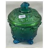 Blue-Green Jeannette Glass Harvest Grape Dish