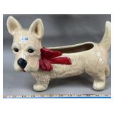 Ceramic Scottish Terrier w/Red Bow Planter