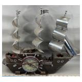 MCM United Wood/Chrome Ship Electric Clock