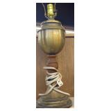 Urn Style Brass & Wood 26' Table Lamp