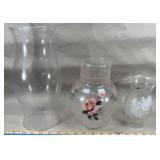 (2) Painted Glass Hurricane Lamp Shades &