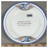 Souvenir 6' China Plate, Racket Store, Hot Springs
