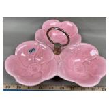 Pink Dogwood California Pottery Relish Dish