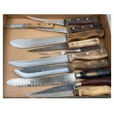 Assorted Wood Handle Kitchen Knives