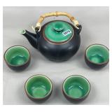 Brown Ceramic w/Green Glaze Sake Set
