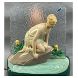 Art Deco Bathing Maiden Lamp, 8' x 8.5'