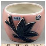 Royal Copley Pink & Black Leaf Planter Vase