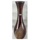 Brown Carved Wood 15' Vase