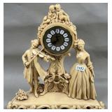 Faux Marble Colonial Couple Mantel Clock