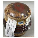 Glazed Stoneware Pottery Lidded Jar