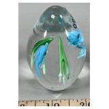 Blue Dolphin Egg Shape 2.75' Art Glass Paperweight