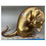 Ceramic Gold Tone Cat Figurine, 6' x 8'