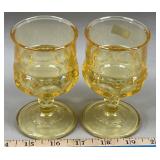 (2) Yellow Glass Thumbprint Goblets