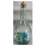 Tipo Bottle w/Cork & Glass Beads / Marbles