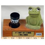Fuzzy Frog on Wood Base, Wall, SD