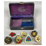 Gem Trinket Box w/Texas Motorcycle Rally Pins