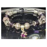Purple & Pink Rhinestone Charm Braclet