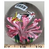 Dynasty Butterflies Art Glass Paperweight, 2.75'