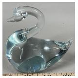 Blown Glass Swan Paperweight, 3.5'