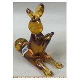 Amber Art Glass 4' Rabbit Figurine