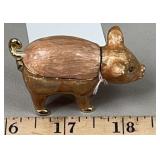 Monet Gold Tone Pig 2' Trinket Box