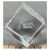 Laser Etched 1.5' Motorcyle 3D Cube