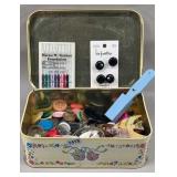 Buttons, Sewing Kit & More in Tin