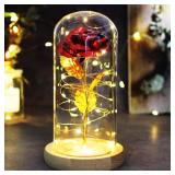 Beauty And The Beast Gold Foil Rose Glass Dome