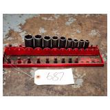 9pc Snap On 3/8' Drive SAE Deep Impact Socket Set