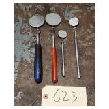 Qty 4 Telescopic Mechanic's Mirror Tools