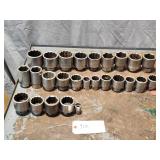 Qty 26 Asst Brand 3/4' & 1' Drive Chrome Sockets
