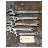 Qty 5 Assorted Brand 8' - 15' Adjustable Wrenches
