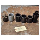 Qty 6 Assorted Brand 1/2' Drive Axle Nut Sockets