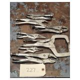 Qty 7 Assorted Vise Grip Locking Pliers