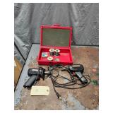 Qty 2 Assorted Soldering Irons & Solder w/ Case