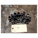 Qty 21 Assorted 3/8' Drive Snap On Impact Sockets