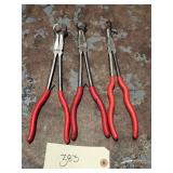 Qty 3 Assorted Mac Tool Long Reach Gripping Pliers