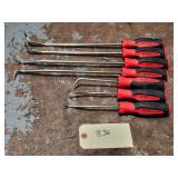 7pc Snap On Red Soft Grip Radiator Hose Pick Set