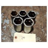 Qty 5 Snap On 1/2' Drive Metric Deep Impact Socket