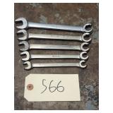 5pc Snap On SAE Open End Flare Nut Wrench Set