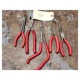Qty 5 Assorted Snap On Pliers Cutters Needlenose