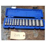 Cornwell 13pc 3/8 Drive SAE Deep Chrome Socket Set