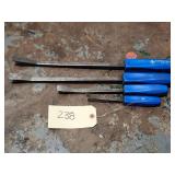 Qty 4 Assorted Cornwell Tools Hard Handle Pry Bars
