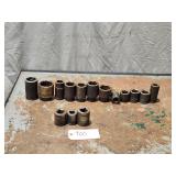 Qty 15 Assorted Brand 3/4' Drive Impact Sockets