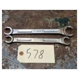 Qty 2 Snap On SAE Open End Flare Nut Line Wrenches